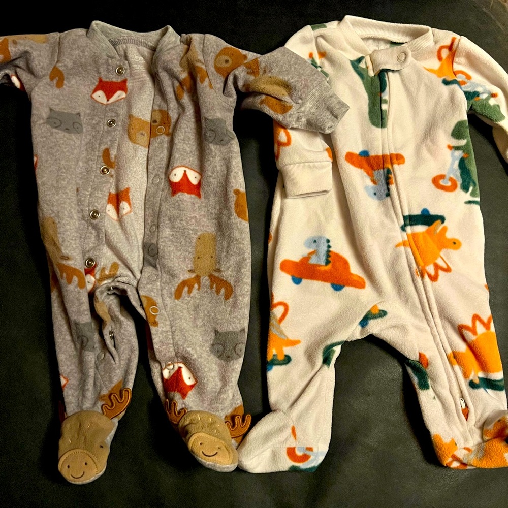 Two fleece pack and play onesies